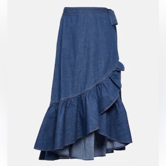 Polo Ralph Lauren Dresses & Skirts - Polo Ralph Lauren ruffled cotton chambray denim wrap skirt NWT adjustable size